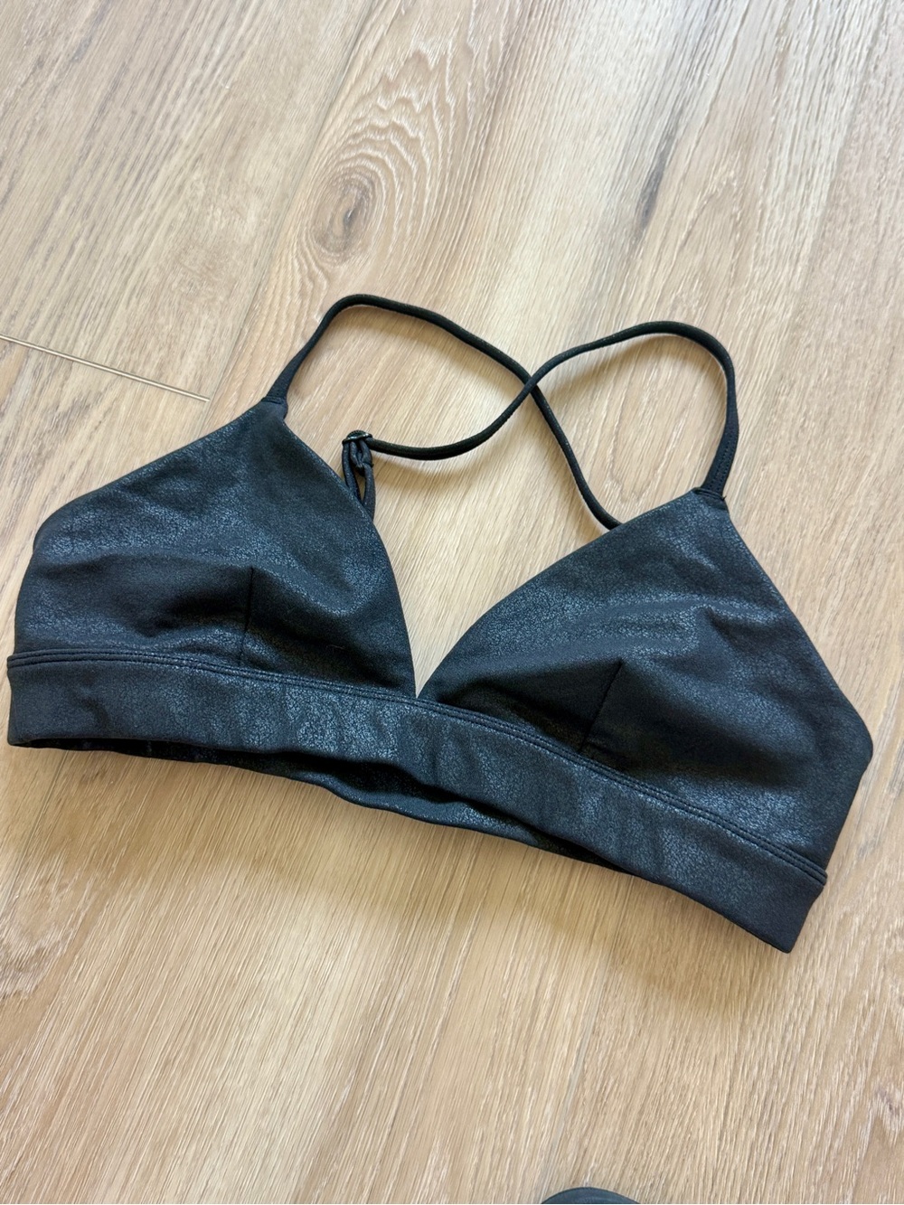ALO Yoga Black Shimmer Triangle Bralette